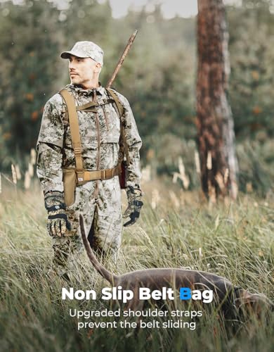 KEMIMOTO Dove Hunting Belt, Tactical Shell Pouche Dove Belt | Shoulder Strap, Breathable Design & 4 Pouches for Tools, Accessories and Gear, Ideal for Hunting, Fishing & Dog Training - color: Brown