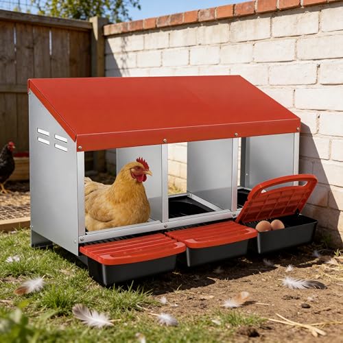 3 Holes Chicken Nesting Boxes for Laying Eggs, Wall-Mounted & Floorstanding Nesting Boxes for Chickens Ducks Geese, for Farm Backyard Chicken Coops, Orange - color: Orange, size: 3 Holes