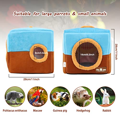 Large Size Parrot Nest House - Winter Warm Bird Snuggle Hut Hanging Birds House Cage Hideaway Cave Bed for Large Birds Amazon Parrots African Grey Cockatoos Macaws | Hanging Birds House, Coral Fleece Interior, Cage Hideaway Bed, Small Parrots and Birds -
