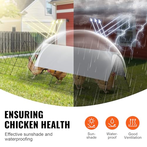 VEVOR Chicken Tunnels for Yard, Metal Poultry Playpen for Outside with Waterproof Cover, 118.1 x 28 x 24.2 inch (LxWxH), Easy to Setup, Also Widely Used for Ducks, Rabbits, Geese Coop - size: 287"L x 78.7"W x 24.2"H, style: Panel + Corner + Tarp