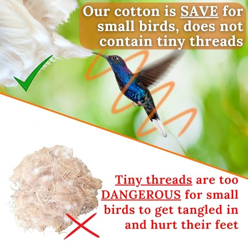 Natural Cotton Nesting Material 3.6oz, Nest Bedding Supplies for Wild Birds | Hummingbirds, Finches, Canaries & Parakeets, Bedding Fiber for Hamsters, Rabbits, Squirrel & Small Pets, Cages and Nest Boxes - color: White