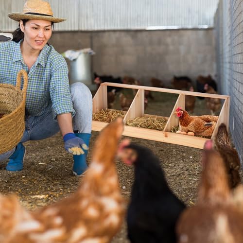 Nosiny Triple Nesting Boxes Wood Chicken Nesting Box 3 Compartment Room Hen Chicken Laying Boxes Versatile Use Easy Assemble for Duck Poultry, 37.4 x 12.8 x 11.2 Inch, Brown