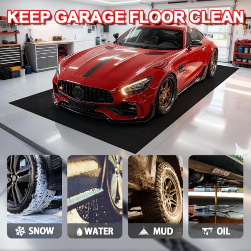 20' x 7'4" Garage Floor Mats - All-Weather Garage Floor Mats for Under Car, Absorbent Oil Spill Mat, Anti-Slip Garage Carpet, Reusable Garage Mats with Waterproof Backing, Garage Car Mat & Floor Rug - size: 7'4" x 20' (Rectangular)