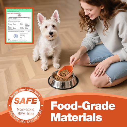 Dog Food Scoop 2 Pack, Pet Cup Capacity Cat Food Scooper With Measuring Lines For Dog, Puppy and Cat Coffee Bean, Flour Scoop Orange - color: Orange