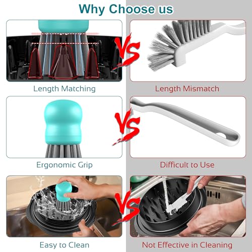 Mini Dish Brush for Cleaning Chicken Shredder, Long Bristles, 1Pack | Palm Brush Dish Scrubber with Ergonomic Grip, Long-lasting Nylon Bristles, Kitchen Brush for Washing Dishes, Pans, Pots, Sink - color: Mint Green