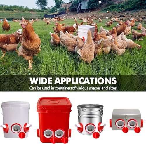 6 Pack Chicken Feeder Port Kit, No Waste Rainproof Poultry Feeder | DIY kit, automatic poultry feeder ports; angled port stops feed waste; rainproof cover; BPA free; for hens ducks geese - size: 6-Pack