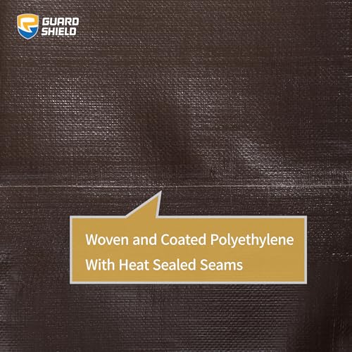 GUARD SHIELD Super Heavy Duty Brown/Silver Ploy Tarp Cover 10x12 Feet Waterproof Tarps16mil Thick UV and Tear Resistant Tarpualin - color: Brown/Silver, size: 10x12