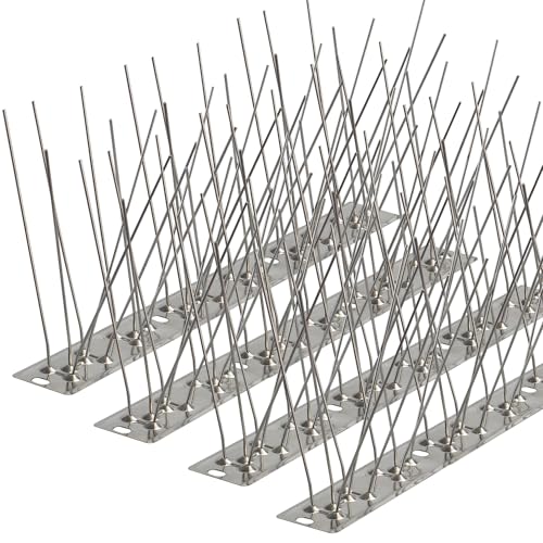Bird Spikes 3.28FT, 304 Stainless Steel Bird Deterrents Spikes for Outside to Keep Birds Away Birds Scare Devices Outdoor 4Pcs - size: 3.28Feet