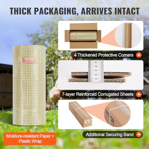 VEVOR Hardware Cloth, 24'' x 100' 1/2 inch Galvanized Wire Mesh Roll, 19 Gauge Chicken Wire Fencing Roll, Vinyl Metal Wire Mesh for Chicken Coop Barrier, Rabbit Snake Fences, Poultry Enclosures - size: 1/2inch 24'' x 100'