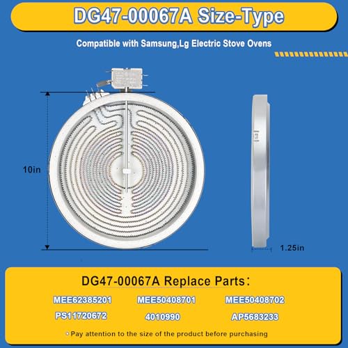 Mee62385201 DG47-00067A 10in Element Fit For LG, Compatible with Samsung | 9"/6" Dual Replace MEE62385201 AP5683233, PS7795472-1, PS11720672 - style: DG47-00067A