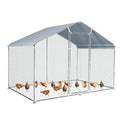 Large Metal Chicken Coop Round Top Upgrade Tri-Supporting Wire Mesh Chicken Run,Chicken Pen with Water-Resident and Anti-UV Cover,Duck Rabbit House Outdoor (6.6'L x 9'W x 6.5'H) - size: 79.2"L x 108.0"W x 78.0"H