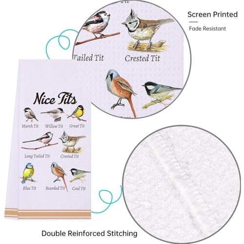 LXOMILL Funny Bird Kitchen Towels Bird Watching Gift for Bird Lovers - color: Nice Tits