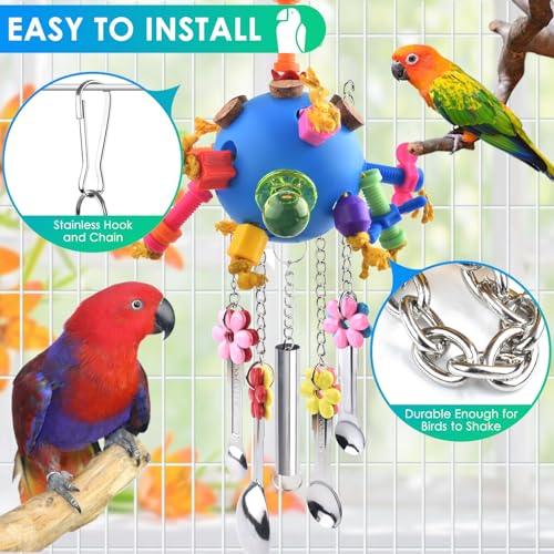 KATUMO Bird Toys, Parrot Pull Spoons Colorful Acrylic Stick Toys Bird Chew Toys for Amazon Parrot, African Grey, Conure, Caique, Quaker, Small Cockatoo, Mini Macaw, Eclectus and Similar Birds - color: Blue ball