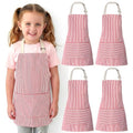 Newcotte Stripes Kids Aprons, Adjustable Cotton Bib Chef Apron with 2 Pockets for Cooking Painting Baking Toddler Boys Girls - color: Pink