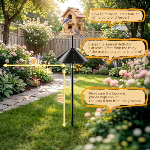 2 Pack Spring Squirrel Baffle for Bird Feeder Pole, 19 Inch | Wrap Around Squirrel Guard, Spiked Edges, Outdoor Bird Feeder Protector, For Shepherd's Hook