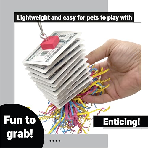 1472 Shred Deck Bird Toy - Interactive Chewable Card & Crinkle Paper Foraging - Colorful Bird Shredding Toy with Foam Beads - Engaging Parakeet Cage Accessories for Budgies, Cockatiels & Conures