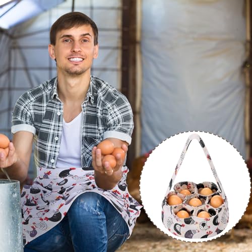 15 Pouches Chicken Egg Apron 7 Pouch Chicken Egg Basket | Women Apron For Collecting Fruit Duck And Goose Eggs Storage Bag For Christmas Autumn Gift Home Farms Decor Sturdy Canvas - style: Stylish