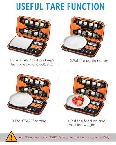 AMIR Digital Pocket Scale, 500g x 0.01g Mini Gram Scale with LCD | High-precision Digital Food Scale with Tare Function, 6 Unit Conversion for Food, Jewelry, Coins, Coffee