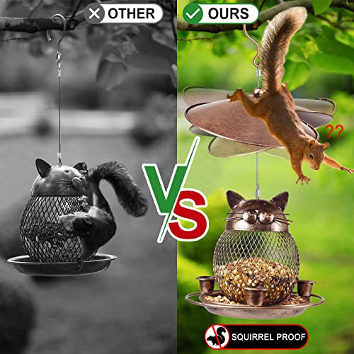 LBTING Bird Feeder, Wild Bird Feeder for Outdoor, Cute Cat-Shaped Style | Squirrel Proof, Metal, Decoration, Hanging Outside Garden Yard - style: Cat-Shaped