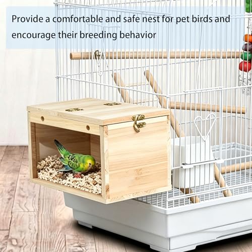 Tfwadmx Parakeet Nesting Box, Transparent Bird Nest Breeding Box, Wood Parrot Nest Box with Perch Bird Cage House for Cockatiel Lovebirds Budagie Canary Finch (M) - color: M