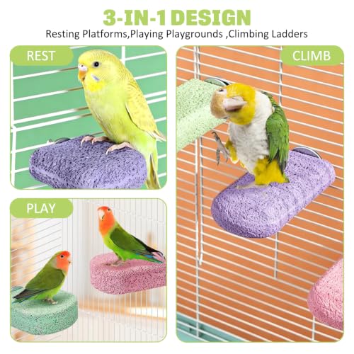 BNOSDM 4 Pcs Green Bird Beak Grinding Stone Calcium Parrot Perch 3.1*2.6in - color: 4 Pcs- Green (M+)