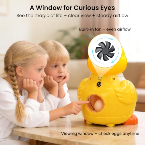 Egg incubators for hatching eggs, Small Incubator with Adjustable Temperature, Airflow & Clear Window, 6 Eggs Hatcher for Chicken Duck Quail Pigeon, Perfect for Home Classroom Kids
