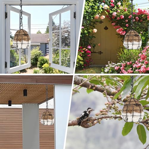 2Pcs Bird Nesting Material Holders with Natural Mixing Cotton Materia for Wild Birds Nesting Station, Refillable Hummingbird Nesting Material Cage Holder for Bird Lover Hummingbird House Material
