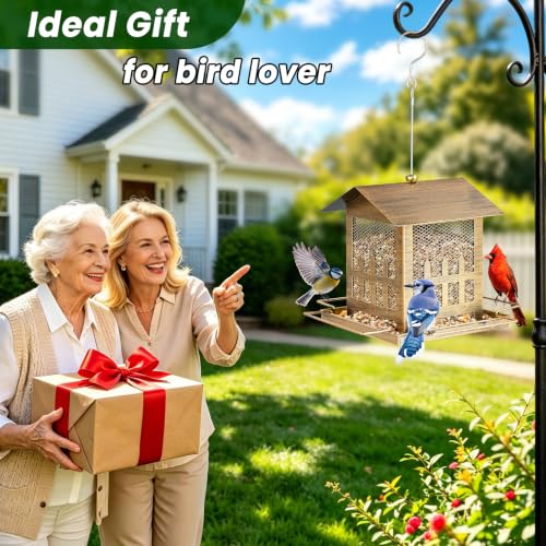 Bird Feeder, Heavy Duty Metal Wild Bird Feeders for Outdoors Hanging - color: Bronze