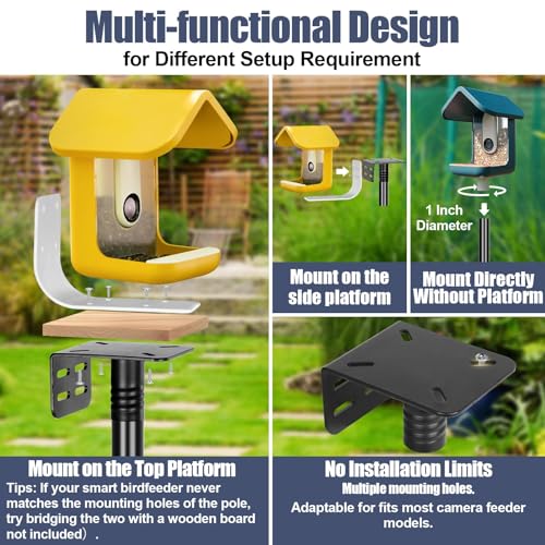 Gtongoko Smart Bird Feeder Pole 1-Inch Dia 2 Pack 79 Inch Bluebird House Pole for Outdoors Weather Station Heavy Duty Metal Mounting Kit Adjustable Bird Feeder Stand Black - color: 79 Inch 2PC