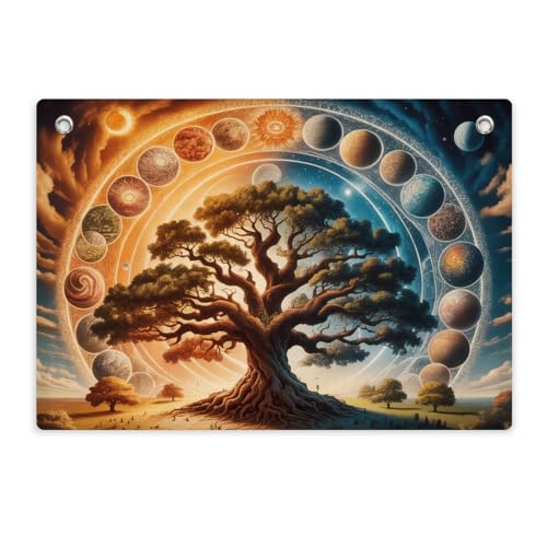 Tree of Life Tapestry Banner Flag Wall Hanging 28.5×20 Inch - Celestial Galaxy & Planet Wall Banner Nature Home Decoration for Bedroom Dorm Living Room,Boho Aesthetic Galaxy Wall Tapestry - color: Multi 0668