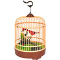 PowerTRC Singing & Chirping Bird in Cage, Realistic Sounds & Movements, Sound Activated, Battery Operated, Great Desk and Room Accessory, Pet Caged Bird Toy (10” x 7”) - color: #2 Red & White