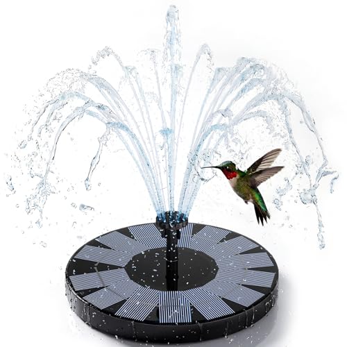 AISITIN Solar Fountain Pump 2.5W with Four supports & 6 Nozzles | 6.7" Solar Powered Water Fountain Pump for Bird Bath, solar pump for fountain for Garden, Ponds, Pool, Outdoor and Aquarium - color: Black