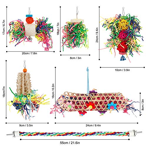 Foraging Bird Toys - Shredding Parakeet Toys with Rope Perch for Conure, Cockatiel, Budgies, Lovebird, Parrotlet - color: With Rope Perch