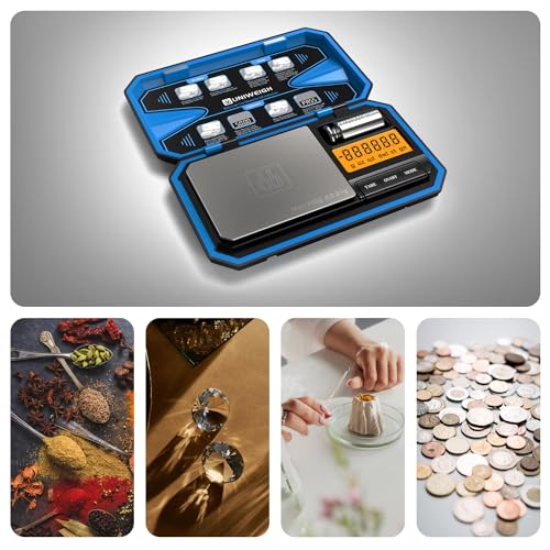 Digital Pocket Scale 200g/0.01g, Digital Gram Scale Precision | Mini Jewelry Scales digital weight grams with 50g Cal Weights for food,Jewelry,Coins,small items,(Battery Included)-Blue - color: Blue