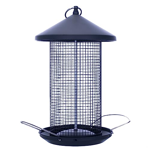 Cottage Garden 12 inch Matte Black Heavy Duty Mesh Metal 3 Lb. Secure Cap Cover Nut Bird Feeder - color: Black