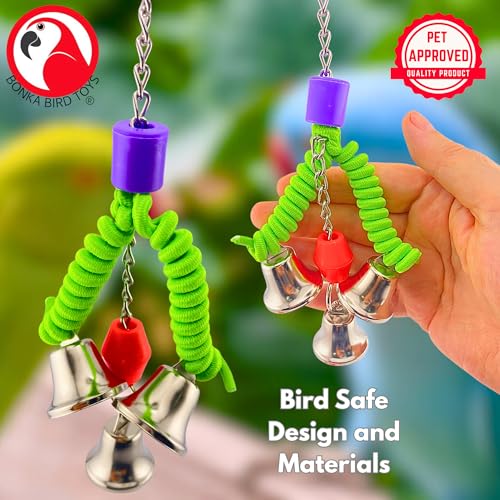1957 Boingy Bell 6" x 3" Plastic Bead and Bell Toy for Parakeets Cockatiels Parrotlets Caiques Lovebirds Small Birds Cage Activity