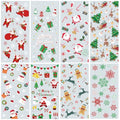 CUUSNNY 100 PCS Christmas Cellophane Treat Bags,9 Styles Clear Xmas Candy Goodie Bags with Twist Ties for Holiday Party Favors,Santa Claus Snowman Snowflake Gift Bags - color: Christmas