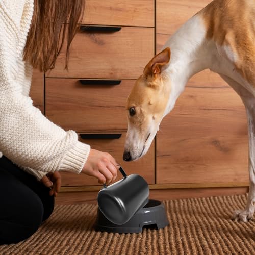 2.5Cup Dog Food Scoop, Stainless Steel Measuring Cup,Pet Food Measuring Scoop for Dogs, Cats, Birds and Small Pets,and Kitchen use-Ideal for Dry Food & Treats(Black) (2.5CUP)