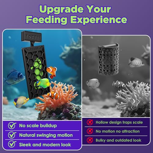YOBBAI Magnetic Seaweed Feeder, Swinging Motion Nori Feeder, Seaweed Clip for Tangs Angels Freshwater and Shrimp Tanks (Black; NO Text) - color: BLACK; NO TEXT