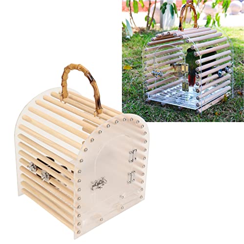 Lightweight Bird Travel Bag Portable Bird Cage Escape Portable Travel Bird Carrier Circular Arc Small Transparent Acrylic Travel Bird Carrier for Bird Parakeets