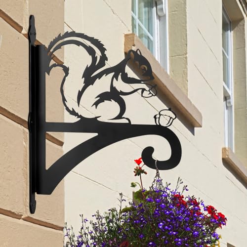 ATKKE Hanging Plant Bracket Hangers Indoor Iron Wall Mount,11” Squirrel Silhouette Ornamental Iron Hangers Hookers for Flower Pot Lantern Bird Feeder Wind Chimes - size: Squirrel