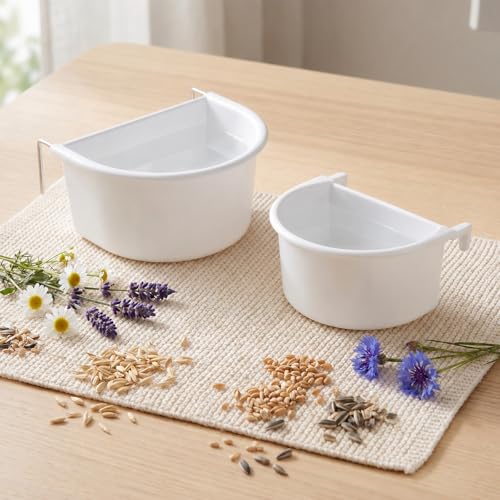 4 Pcs Bird Feeder Hanging Cups Water Food Dispenser Plastic Bird Food Bowls Birds Cage Feeder Universal for Parrots Small Birds Parakeets