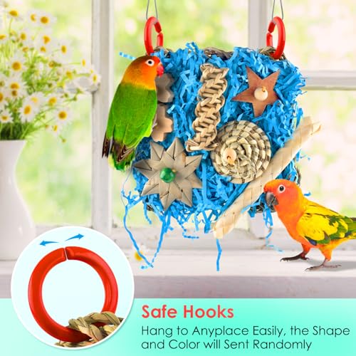 KATUMO Conure Toys, Bird Foraging Toys Parakeet Shredding Grass Mat Hanging Toys for Cockatiel Conure Lovebird Parakeet Bird Cage Accessories | Natural Grass Mat Toy for Birds Chewing & Foraging, Easy Hanging, Perfect for Conure, Lovebird and Small Medium