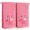 SmoothNovelty 2 Pcs Flamingo Hand Towels Pink Bathroom Decor 14x29 Inch | Embroidered Hot Pink Bathroom Hand Towels, 100% Cotton, Soft Absorbent, Summer Hawaii Bathroom Kitchen Decor - style: Flamingo