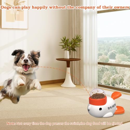 Duck Dog Treat Dispenser Toy, Interactive Slow Feeder Puzzle Toy | Duck design with interactive treat dispensing, slow feeding, and puzzle play to provide mental stimulation and reduce boredom - color: Yellow