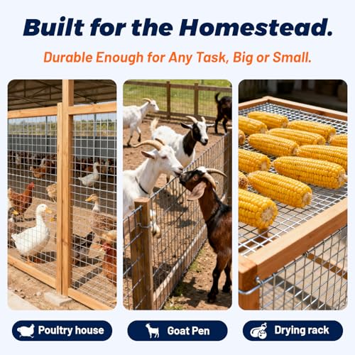 Galvanized Welded Wire Fence, 5Ft x 50Ft 15GA Garden Chicken Wire Fence Roll, Wire mesh Fence Size 2" x 4" Metal Fencing, Ideal for Animal Enclosures, Property Protection, Garden Fence, Rabbit Fence