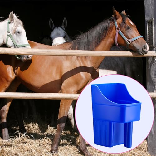 6 Pcs Plastic Feed Scoop Enclosed Feed Scoop with Measure Marks Heavy Duty Durable Stackable for Horse Goat Ranchers Livestock Homesteaders Feeding Supplies (Blue) - color: Blue