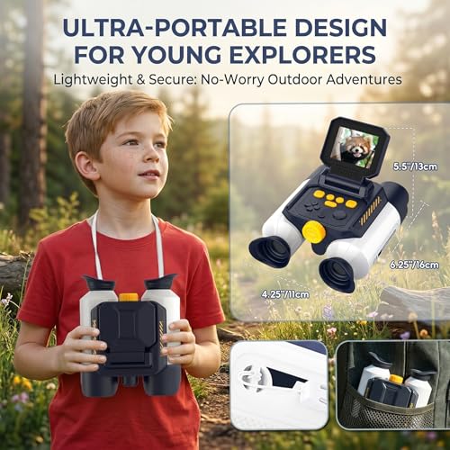 Kids Binoculars with Night Vision Camera, 10X Zoom Digital Adventures Telescope with 2.4" IPS Screen, Nature Explorer STEM Toys for Bird Watching Camping, Gifts for Boys Girls Age 4-12 - White - color: Cream