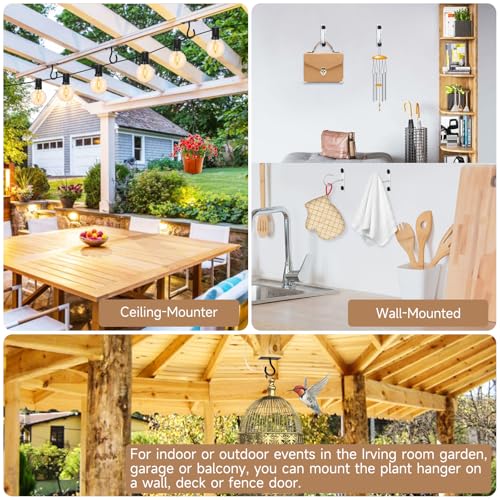 2Pack 2.5In Ceiling Hooks for Hanging Plant, Wall Hanger Plant Holder White | Hang planters, flower baskets, wind chimes, lanterns, lights, bird feeders; metal hook for indoor & outdoor porch, home decor - size: 2.5Inch 2Pack-White