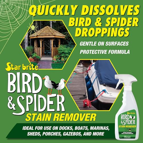 STAR BRITE Spider & Bird Stain Remover Spray - Quickly Dissolve Bird Droppings & Clean up Spider Mess - Won't Remove Polish or Wax (095122SS)